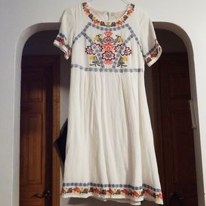 Floral White Midi Dress WITH POCKETS